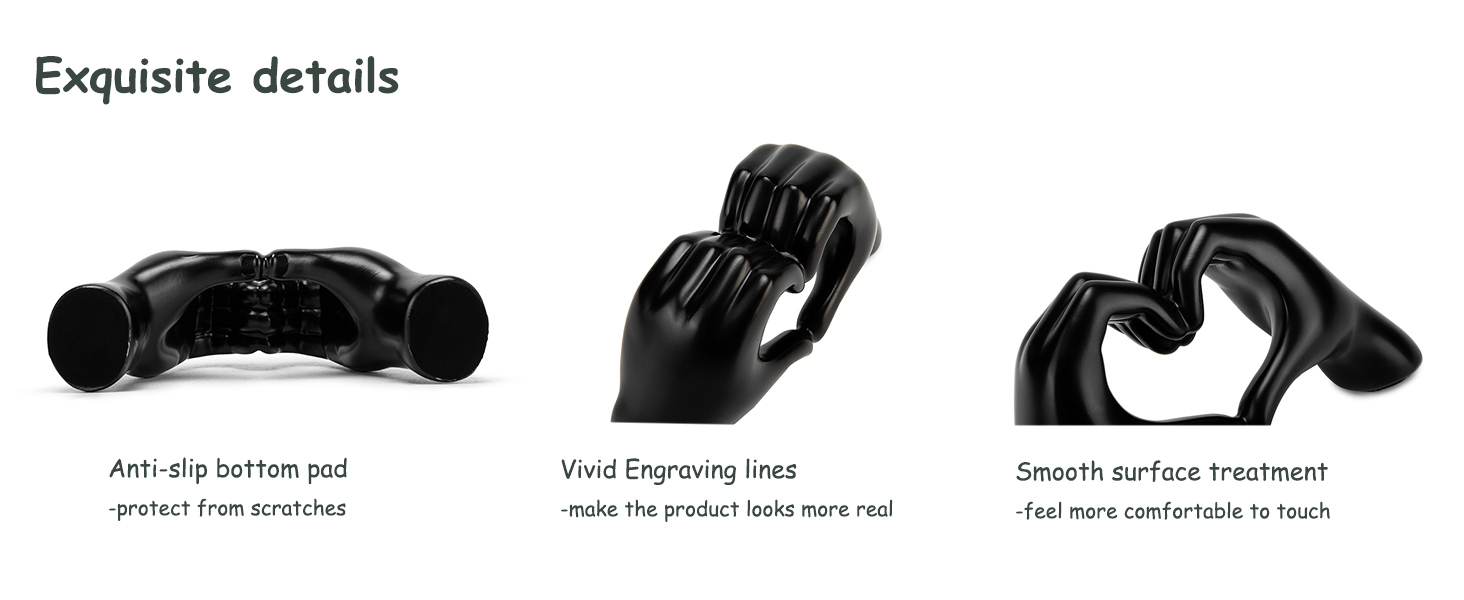 Black Heart Hand Statues Details
