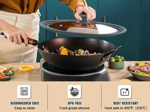 Universal Lid for Pots and Pans Tempered Glass Replacement Lid with Heat Resistant Silicone Edge