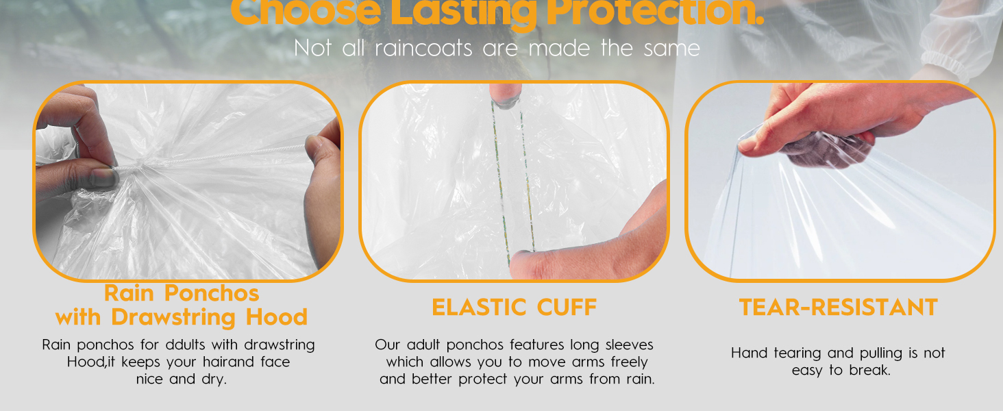 100% Waterproof - Thick 0.035mm PE material blocks rain and wind for reliable protection.