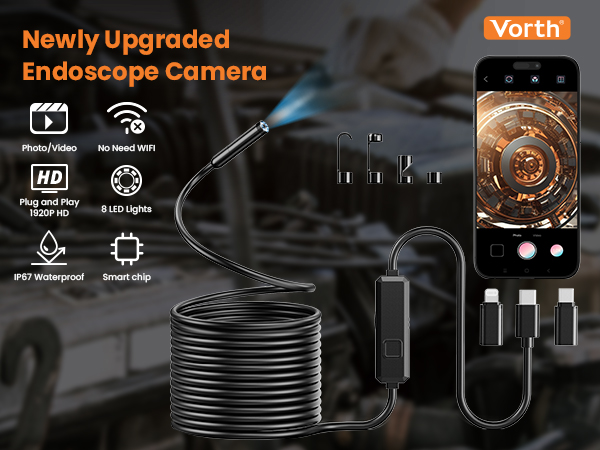 Vorth Endoscope Camera with Light