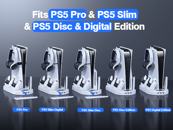 AMZDM Cooling Station PS5 Slim Stand with Charging Station PlayStation 5 Console Cooler