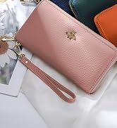 imeetu Leather Wristlet Purse for Women with Credit Card Holder, Zip Coin Pocket & Wrist Strap