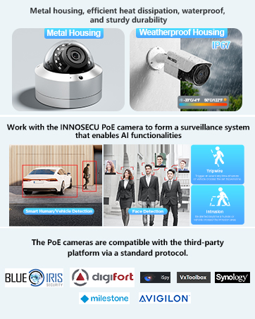 The PoE cameras compatible with the third party platform via standard protocol.