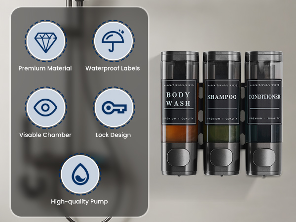 shower shampoo dispenser 3 chamber