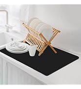 Dish Drying Mat Coffee Bar Mat for Kitchen Counter, Absorbent Dish Rack Pad Heat Resistant Hide S...