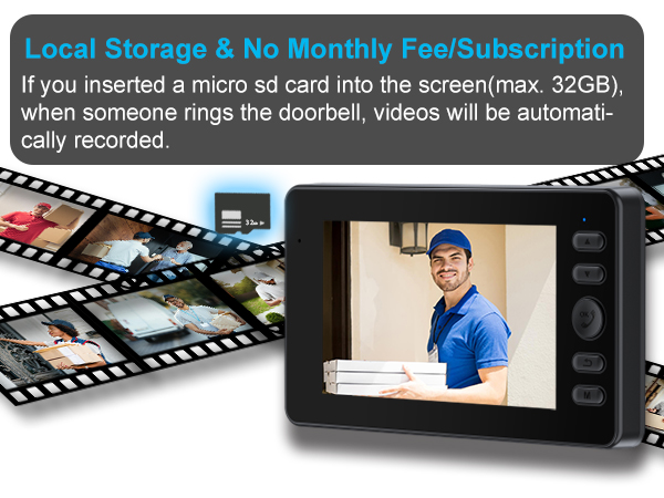 timbre con camara para puerta inalambrico video doorbell wireless no subscription intercom