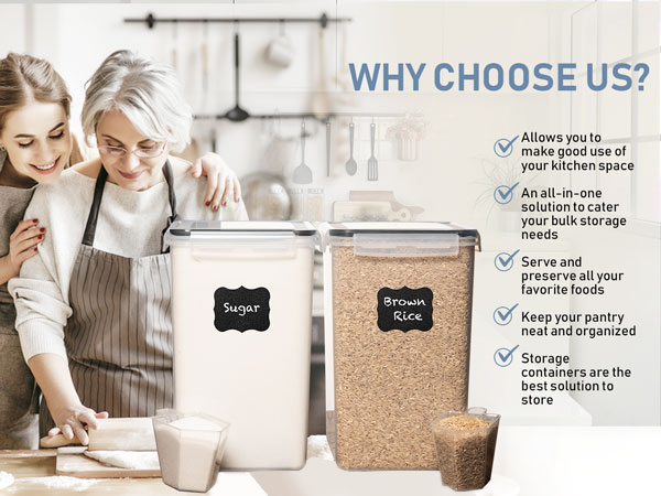 Storage containers for pantry rice container 10 lbs, baking storage containers, canisters for flour