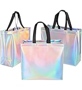 Ronvir 30Pcs Holographic Gift Bags 12.6 x 4.7 x 11 Inch, Reusable Iridescent Party Favor Bags Bul...