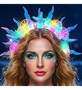 JEAIRTS Light Up Starfish Mermaid Accessories Glowing Shell Ocean Headband for Women