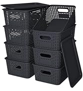 Plastic Storage Baskets with Lid-Plastic Storage Containers Stackable Storage bins: Storage Baske...