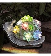 pearlstar Garden Statues Snails Figurine - Solar Powered Resin Animal Sculpture, Waterptoof Light...