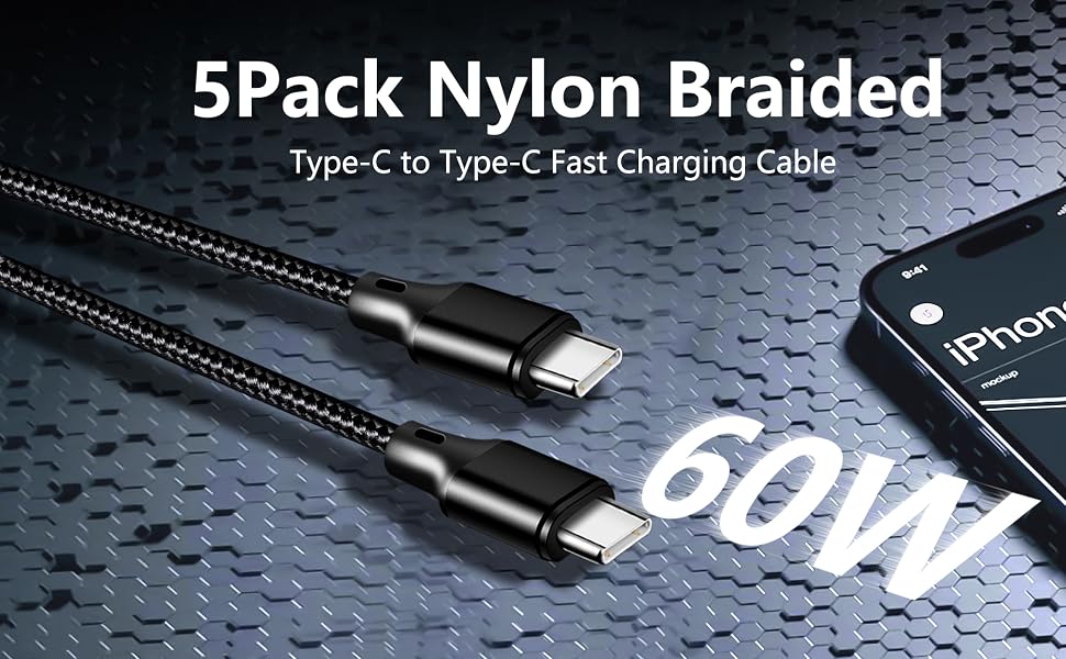 5 Pack USB C to USB C Cable