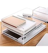 Paper Tray Organizer, Clear Acrylic Desk Organizers and Accessories, Office Supplies Organization...
