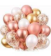 Rose Gold Balloons Set, 70 Pack 12 Inch– Rose Gold, Gold, White and Gold & Rose Gold Confetti Bal...