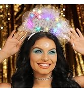 JEAIRTS Light Up Bride Veil Headband Led Wedding Star Veil Crown Headpiece Bachelorette Party Hai...