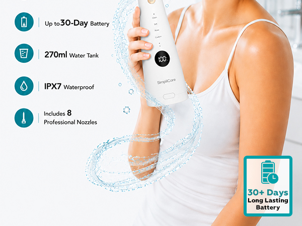 SimpliCare F5052 cordless water flosser for daily oral care and deep cleaning