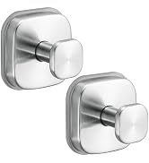 Fenas No-Drill Reusable Suction Cup Hooks, 2-Pack Brushed Nickel – Towel, Robe, Loofah, Coat Hook...