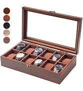 Exper City Watch Box, Watch Case for Men Women with Large Glass Lid, Wooden Watch Display Storage...