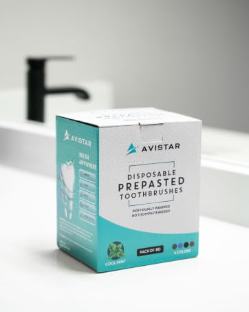 Avistar Prepasted Disposable Toothbrushes Individually Wrapped