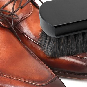 black horsehair shoe brush polishing shoes