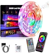 GANZQH Led Lights for Bedroom 50ft, RGB Led Strip Lights Indoor, Music Sync Color Changing Led Li...