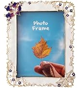 Pasiir Vintage Photo Frame 5x7, Hand Painted Floral Picture Frame with Metal Frame and High Defin...