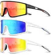 Kegrimi 3 Pack Kids Sunglasses Youth Baseball Sunglasses for 3-12 Boys Girls Sports Cycling Runni...