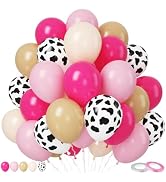 Paready Pink Cow Balloons Set, 50Pcs Pink White Cow Print Balloons, 12 Inch Hot Pink Pastel Ivory...
