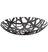 Red Co. 10 inch Round Decorative Powder-Coated Metal Steel Centerpiece Bowl, Black