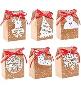24PCS Bulk Christmas Goodies Bags,Kraft Holiday Gift Bags Christmas Gift Bags with Tags Snowflake...