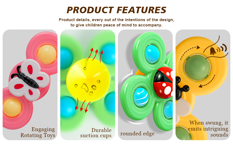 3Pcs Suction Cup Spinner Toys