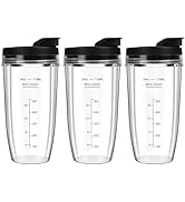 Blender Cups Replacement for Ninja, 24oz Ninja Blender Cups with To-Go Lids Compatible with Ninja...