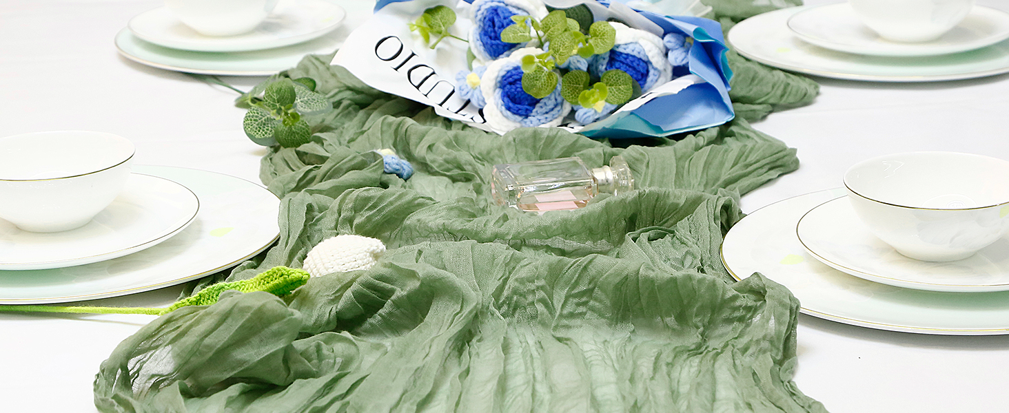 cheesecloth table runner dusty pink table runner sage green table runner green table cloth