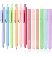 Piochoo Aesthetic Highlighters and Gel Pens, 12 Pack, Assorted Colors Cute Highlighter,0.5mm Blac...