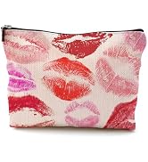 BILLAION Fashionable Red Lips Makeup Bag, Trendy Retro Lipstick Kiss Cosmetic Bags, Aesthetic Fun...