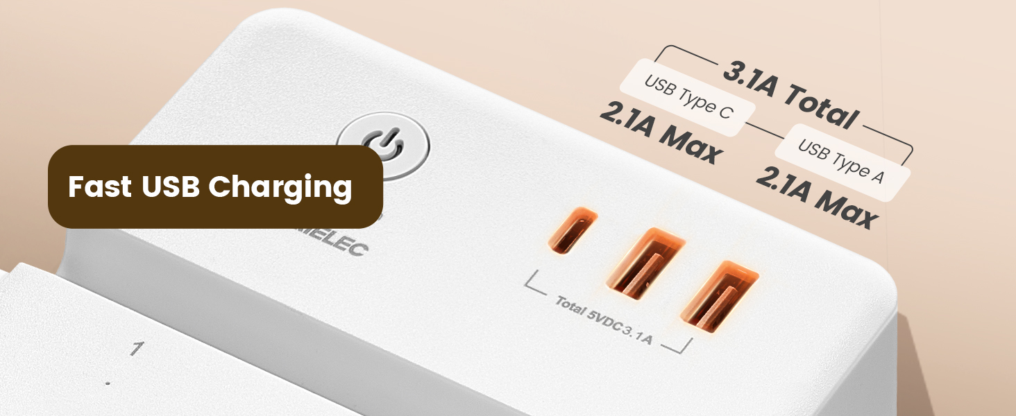 remote control power strip surge protector with smart USB port charger