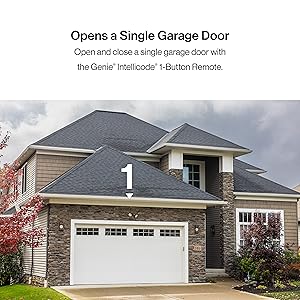 The Genie single buton remote works on one garage door