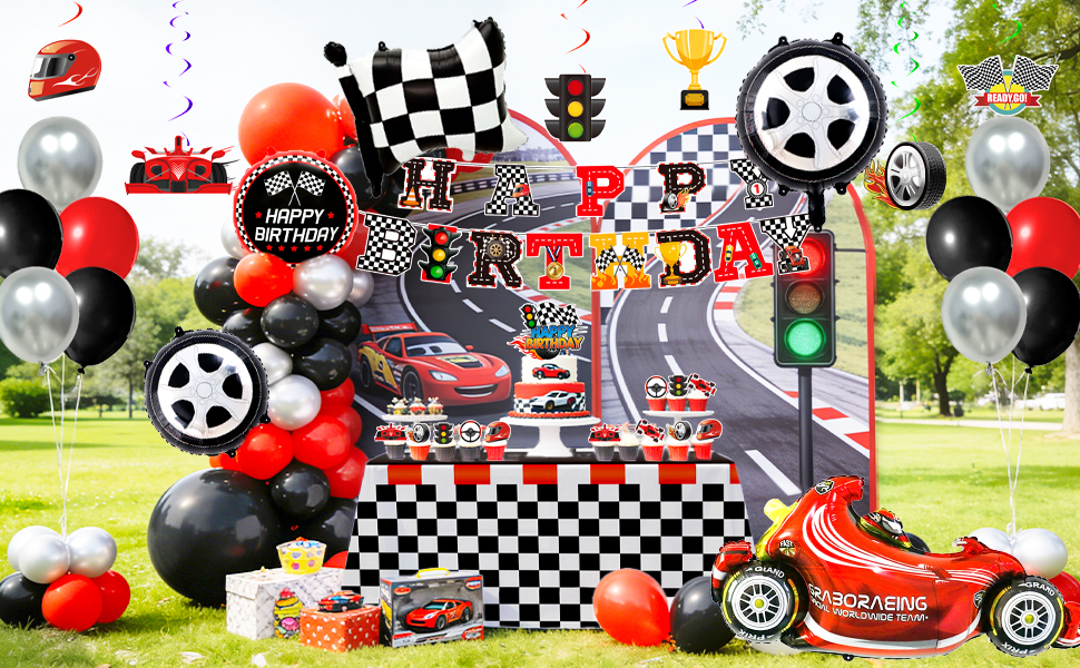 race car birthday decorations
