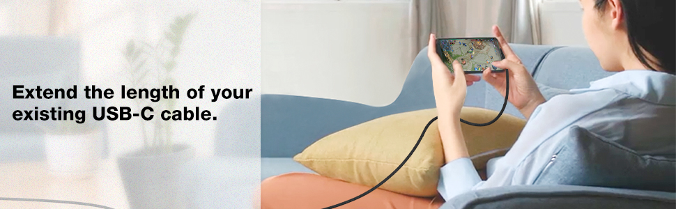 USB C Male to USB C Female Cable Short Thundbolt Extension Cable 1 ft USB-C Extender Cord