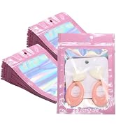 Motomy 100Pcs Pink Holographic Mylar Bags 4x6 Inch Resealable Packaging | Smell Proof Reusable Ba...