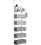 Aetyord Hanging Towel Racks for Bathroom No Drill - Over The Door 6-Tier Bath Towel Storage Organ...