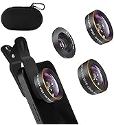 Phone Camera Lens, Godefa 3 in 1 Phone Lens kit-205° Fisheye Lens + Macro Lens + 120° Wide Angle ...