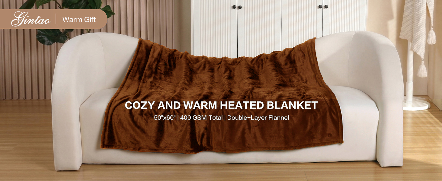 Electric heated blanket throw