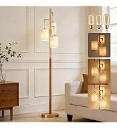 G-SAFAVA 70" Wood Floor Lamp Dimmable Floor Lamps for Living Room Bedroom Mid Century Modern Floo...