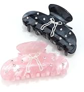 Canitor Hair Claw Clips for Women Bow Marbled Diamond Hair Clips for Thick Thin Hair Emi Cute Hai...