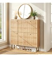 Nicetree Shoe Storage Cabinet for Entryway - Ultra Slim Shoe Cabinet with Tiered Fluted Design - ...