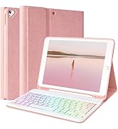FUWANG Keyboard Case for iPad 9th Generation 10.2 inch 2021 - Detachable 7 Colors Backlit Stand F...