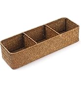 Toilet Basket Tank Topper, Seagrass Wicker Bathroom Storage Basket (14.6" x 4.7" x 3.1")