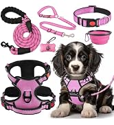 LOBEVE No Pull Dog Harness, Collar & Leash Set | Includes Dog Seat Belt, Collapsible Bowls & Poop...