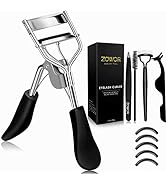 Zowor Eyelash Curler with Comb and Brush Fit All Eye Shape Curved Eyelash Curlers with 5PCS Silic...